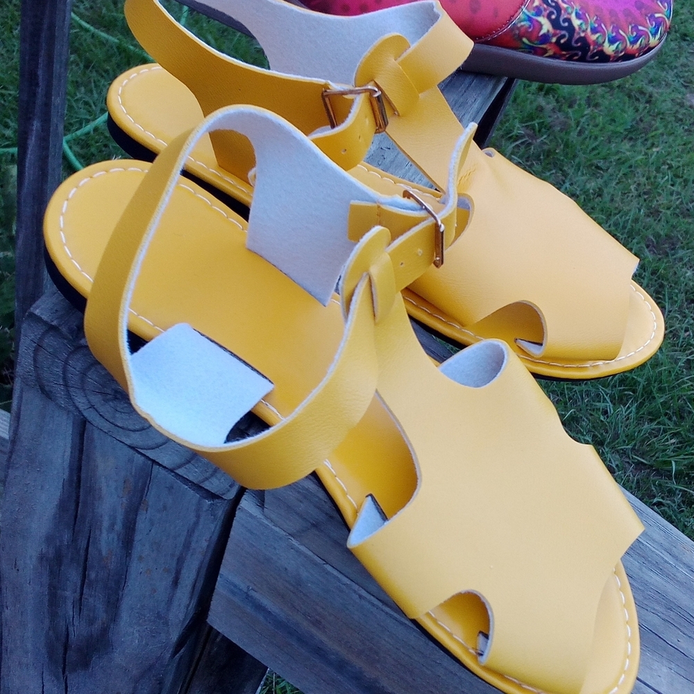 Yellow small size ladies sandals one pair new